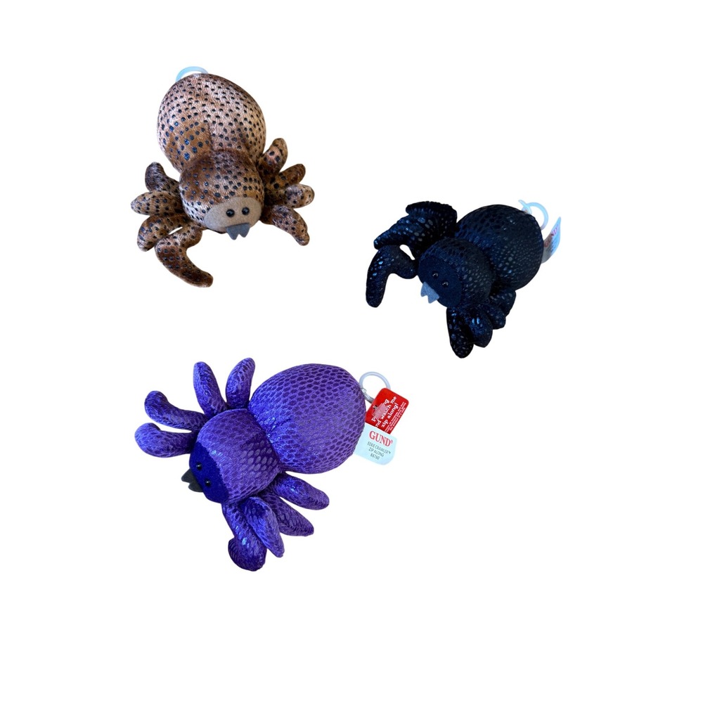 Gund Zip-Along Spiders Eerie Crawlers bundle of three crawling moving spiders
